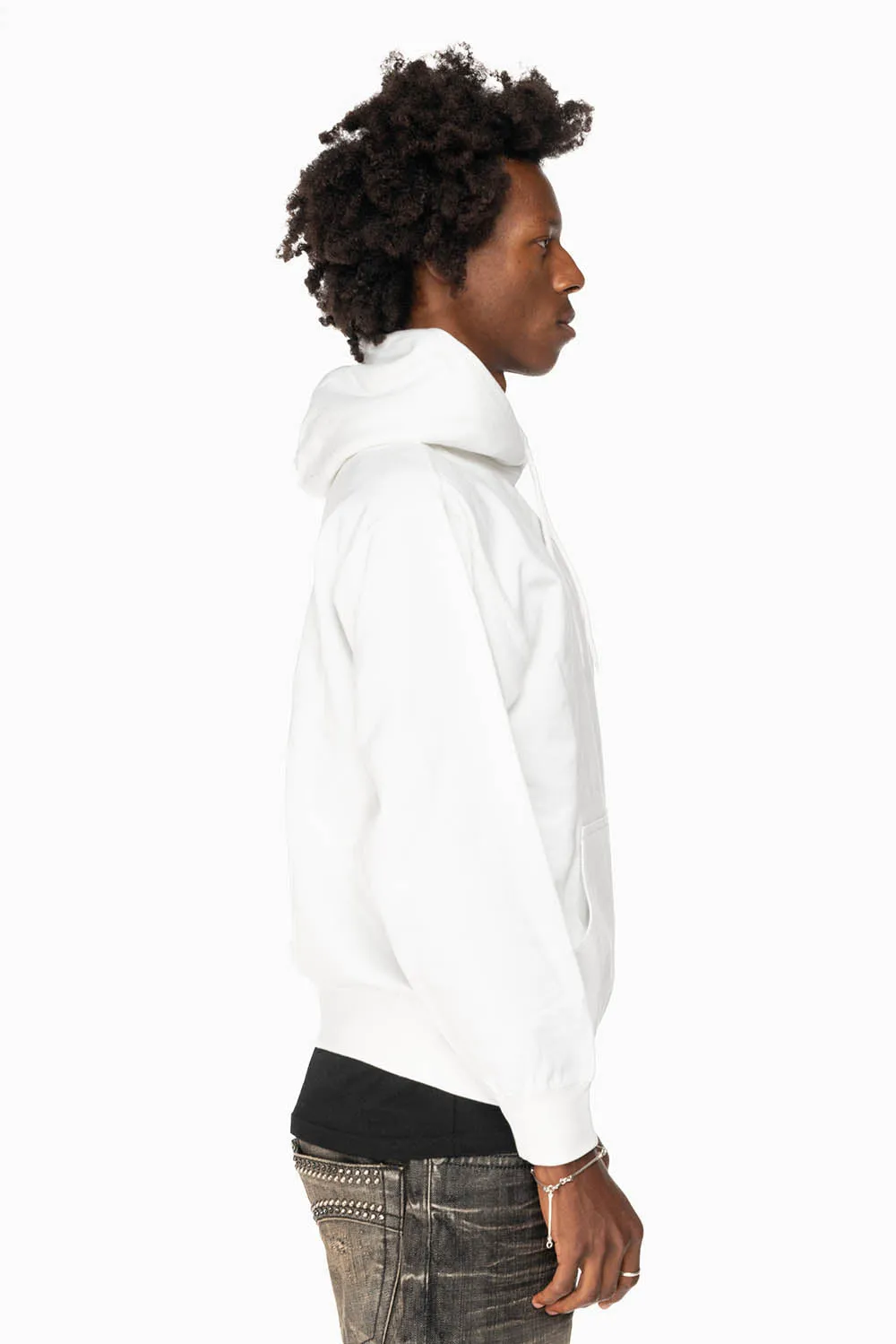 ROBIN’S JEAN PULLOVER HOODIE IN WHITE WITH GOLD WINGS EMBROIDERY sold by Robin's Jean product image thumbnail 3