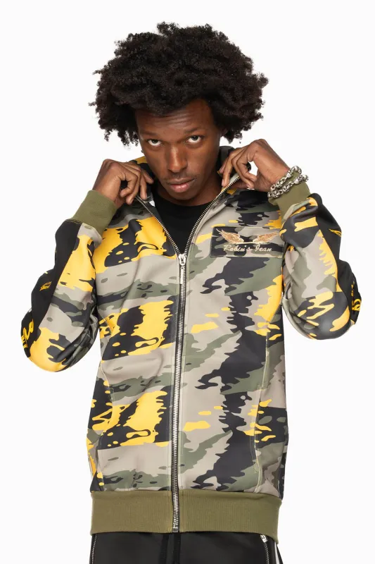 ROBIN’S TEAM TRACK JACKET IN CAMO YELLOW sold by Robin's Jean