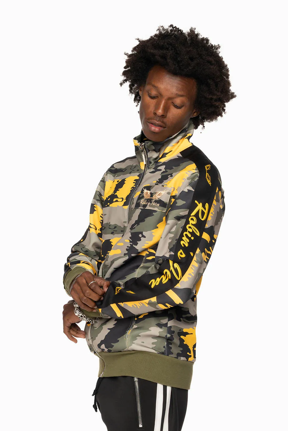 ROBIN’S TEAM TRACK JACKET IN CAMO YELLOW sold by Robin's Jean product image thumbnail 4