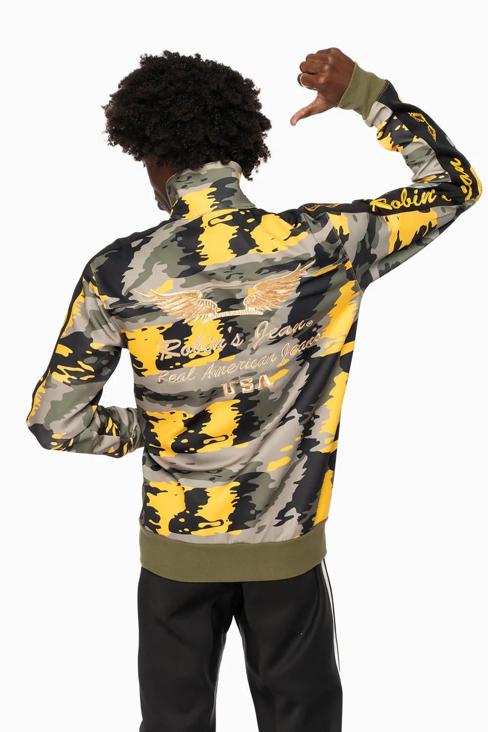 ROBIN’S TEAM TRACK JACKET IN CAMO YELLOW sold by Robin's Jean product image thumbnail 2