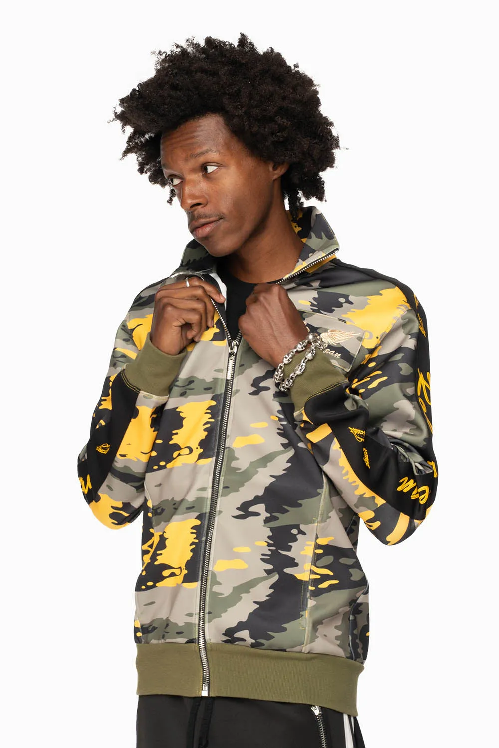 ROBIN’S TEAM TRACK JACKET IN CAMO YELLOW sold by Robin's Jean product image thumbnail 3