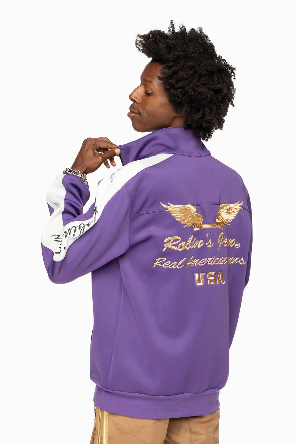 ROBIN’S TEAM TRACK JACKET IN PURPLE sold by Robin's Jean product image thumbnail 2