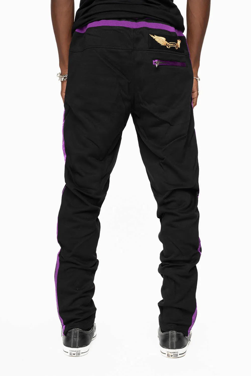 ROBIN’S CLASSIC JOGGER IN BLACK WITH PURPLE STRIPES sold by Robin's Jean product image thumbnail 4