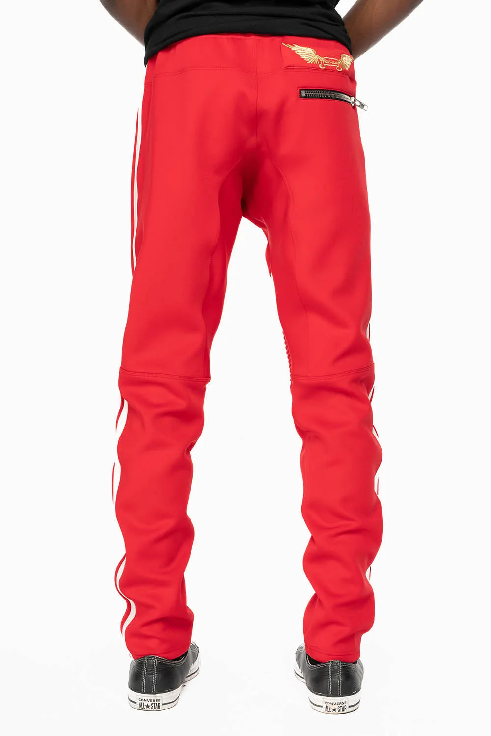 BIKER STYLE JOGGER IN RED WITH WHITE STRIPES sold by Robin's Jean product image thumbnail 3