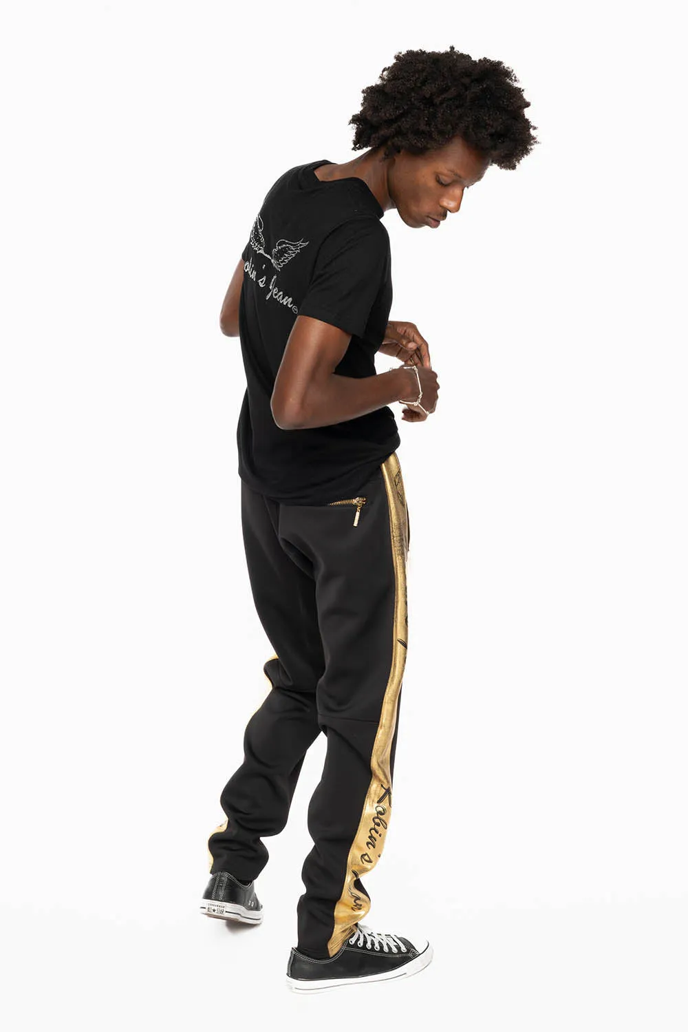 ROBIN TEAM JOGGER IN GOLD ON BLACK sold by Robin's Jean product image thumbnail 3