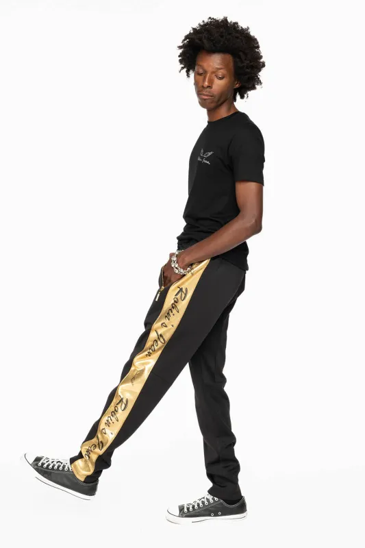 ROBIN TEAM JOGGER IN GOLD ON BLACK sold by Robin's Jean