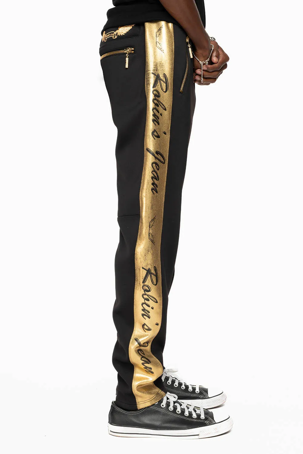 ROBIN TEAM JOGGER IN GOLD ON BLACK sold by Robin's Jean product image thumbnail 5
