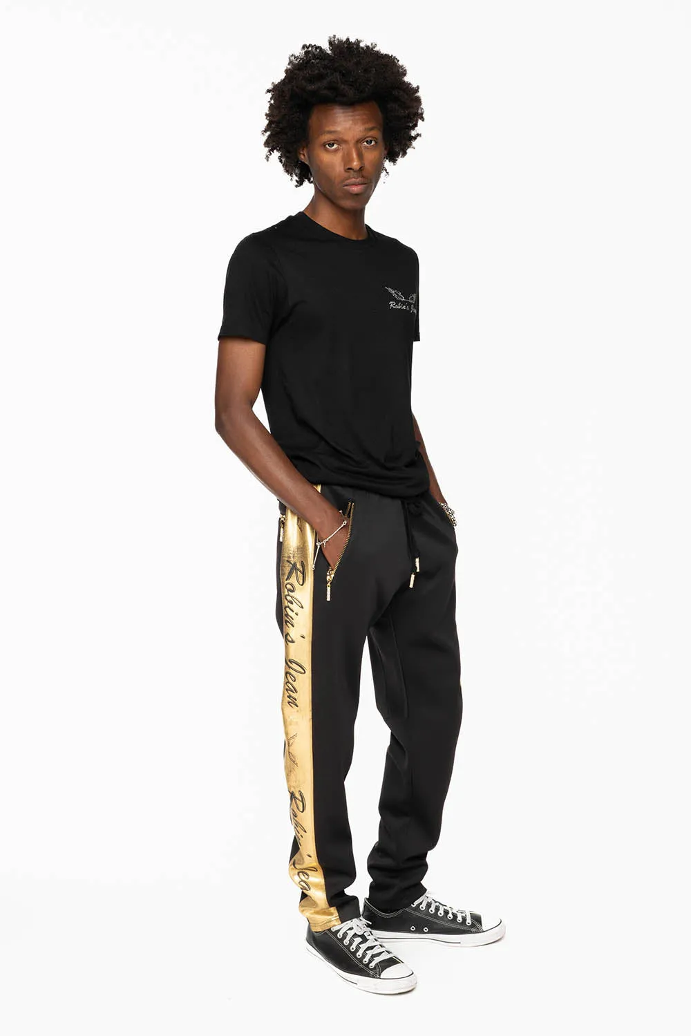 ROBIN TEAM JOGGER IN GOLD ON BLACK sold by Robin's Jean product image thumbnail 2