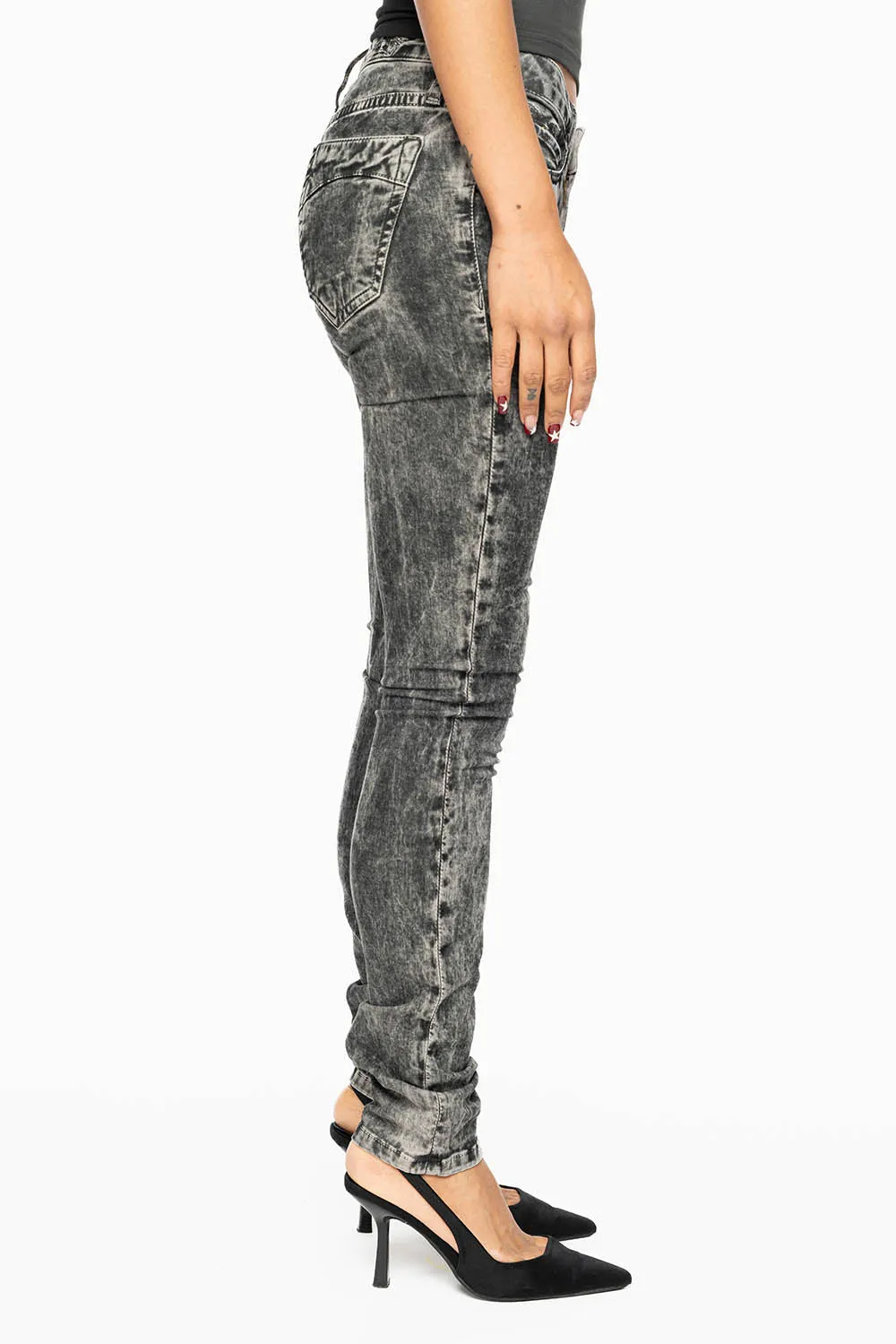 JANE MID RISE WOMENS SKINNY JEANS IN GARY LIGHT GREY WASH sold by Robin's Jean product image thumbnail 4