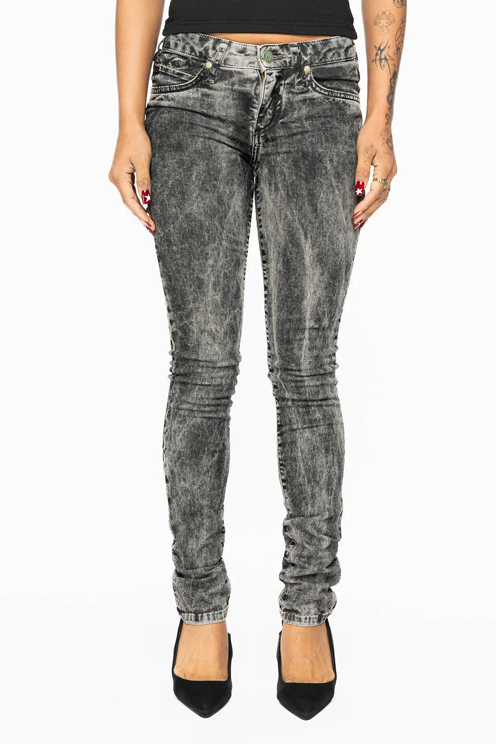 JANE MID RISE WOMENS SKINNY JEANS IN GARY LIGHT GREY WASH sold by Robin's Jean product image thumbnail 2