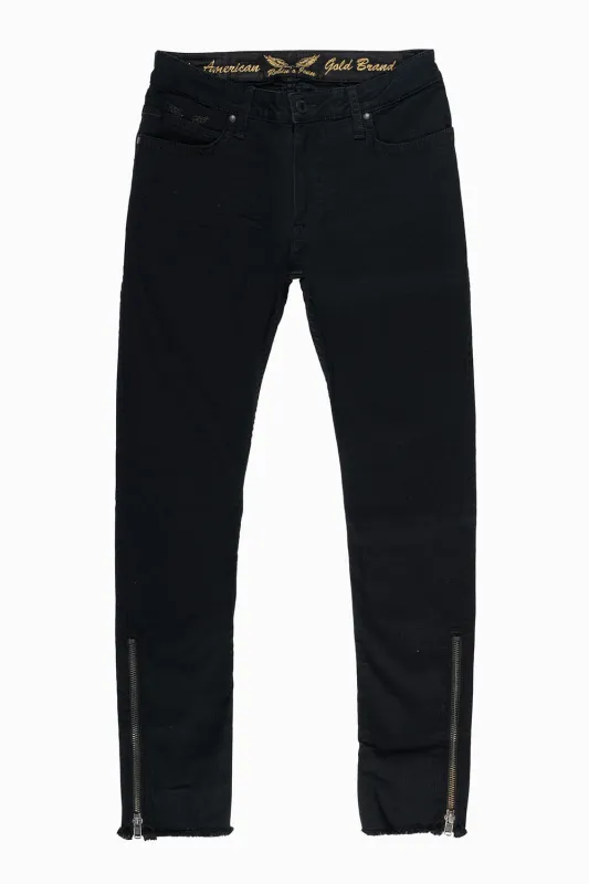 MENS SKINNY LEG ZIPPER JEANS IN PURE  BLK sold by Robin's Jean