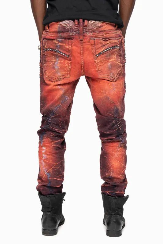 SKINNY MENS JEANS IN 4D LIGHT MALBEC WASH WITH LARGE CRYSTALS sold by Robin's Jean