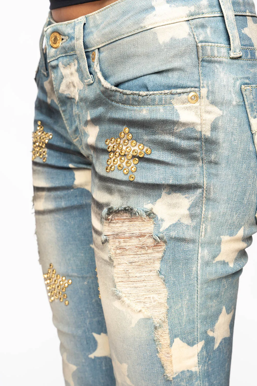 MARILYN WOMENS SKINNY PATRICE 3D DRK BROKEN WASH EMBELLISHED WITH CRYSTALS sold by Robin's Jean product image thumbnail 5