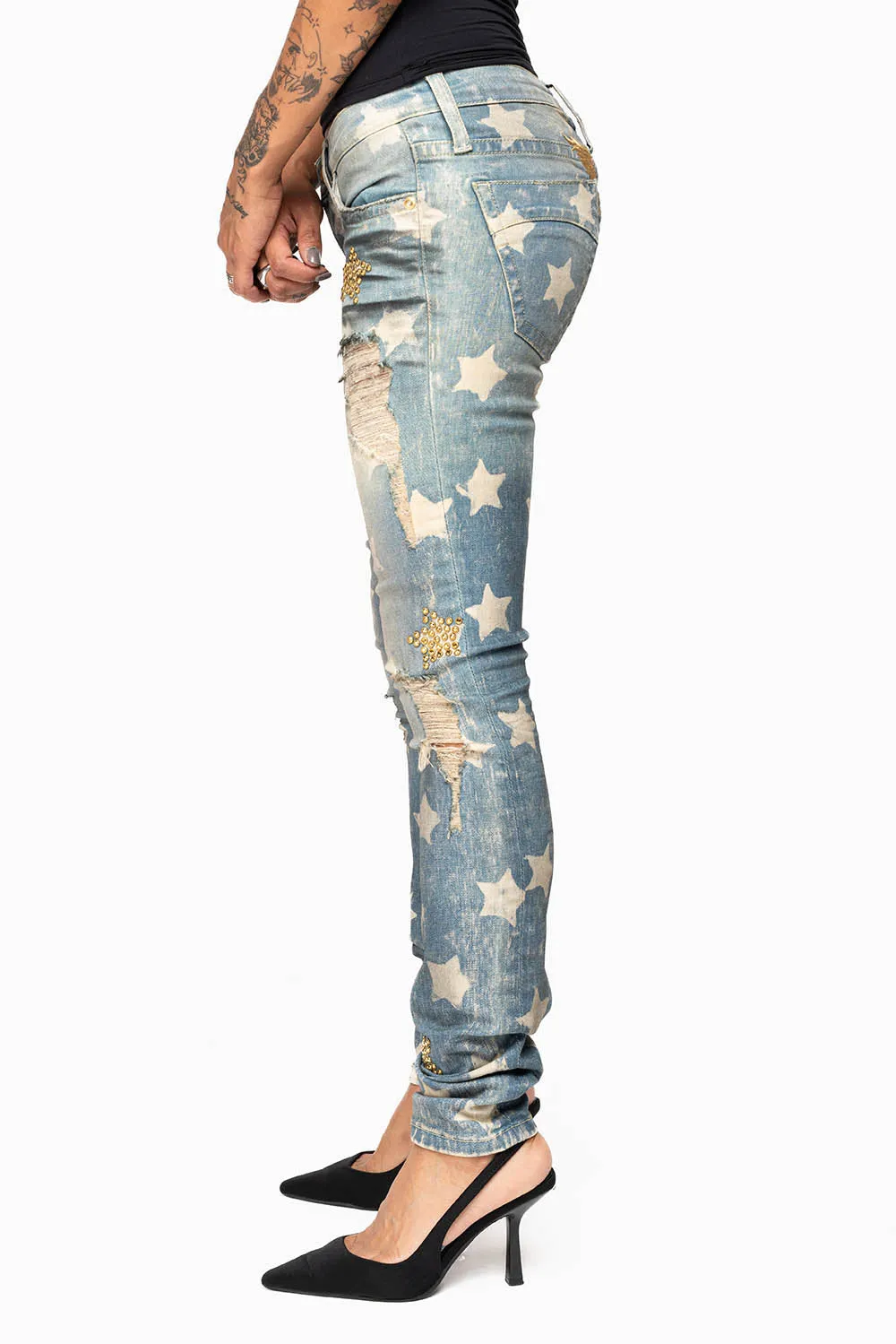 MARILYN WOMENS SKINNY PATRICE 3D DRK BROKEN WASH EMBELLISHED WITH CRYSTALS sold by Robin's Jean product image thumbnail 4