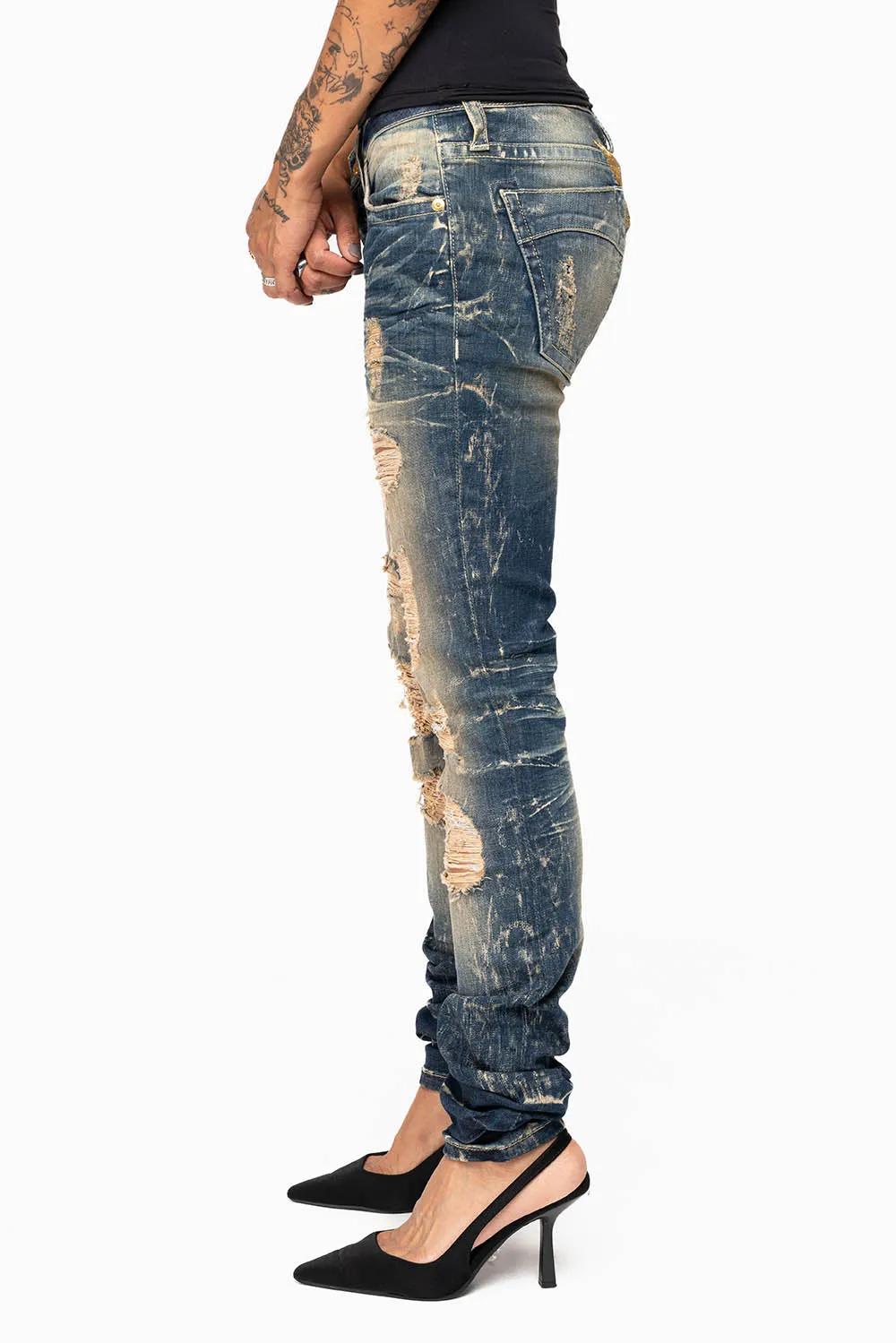 MARILYN WOMENS SKINNY JEAN IN 4D DARK BROKEN WASH sold by Robin's Jean product image thumbnail 4