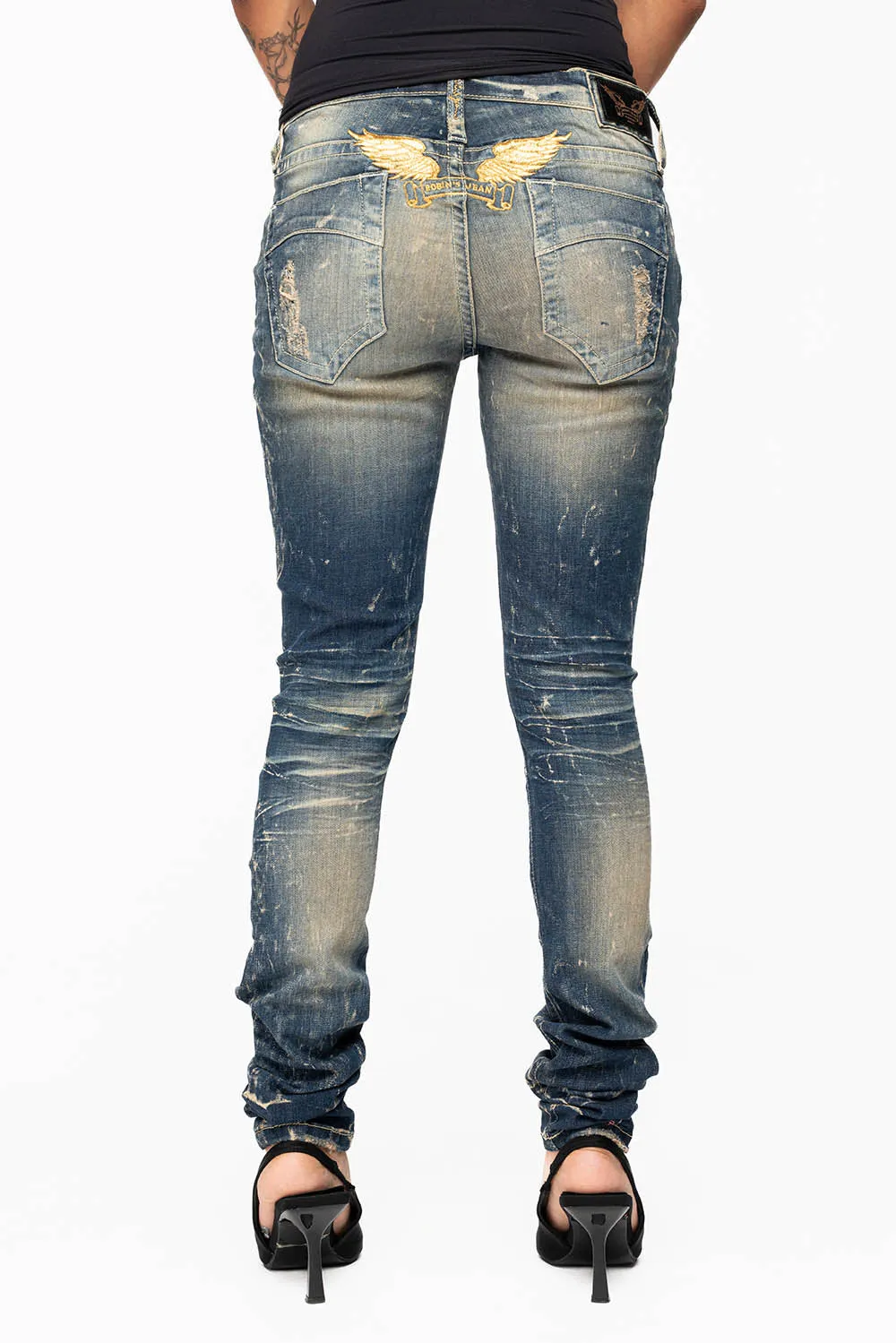 MARILYN WOMENS SKINNY JEAN IN 4D DARK BROKEN WASH sold by Robin's Jean product image thumbnail 2