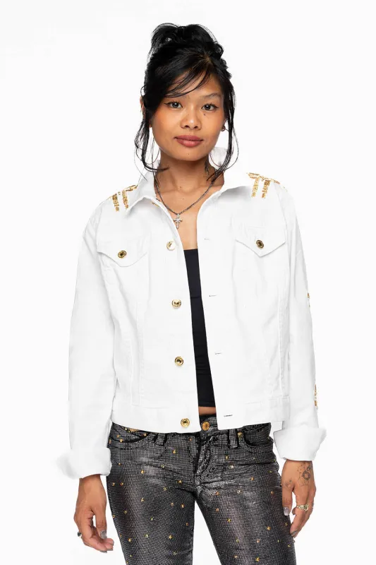 ROBIN'S JEAN DENIM JACKET IN CHAPA WHITE made by Robin's Jean