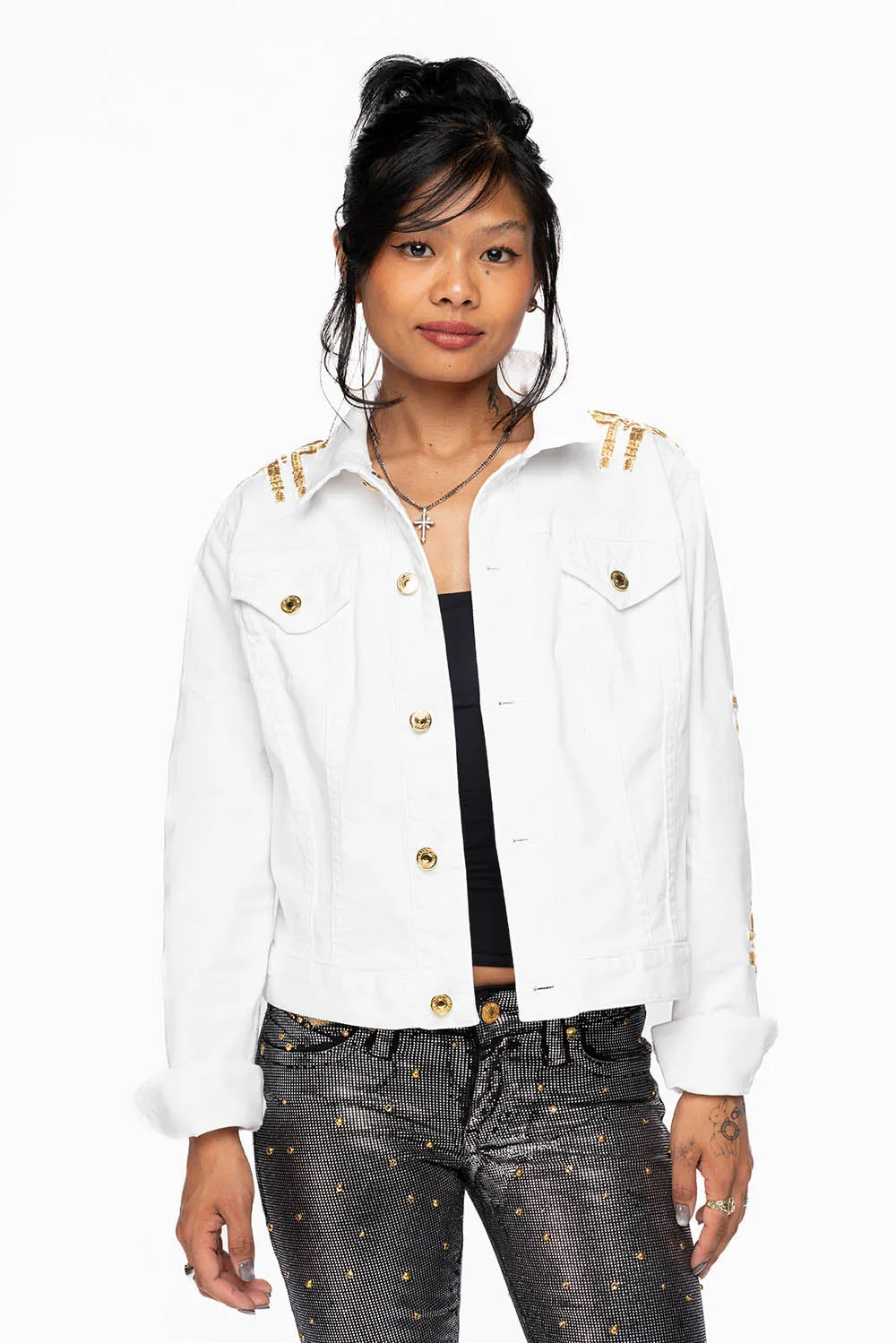 ROBIN'S JEAN DENIM JACKET IN CHAPA WHITE sold by Robin's Jean