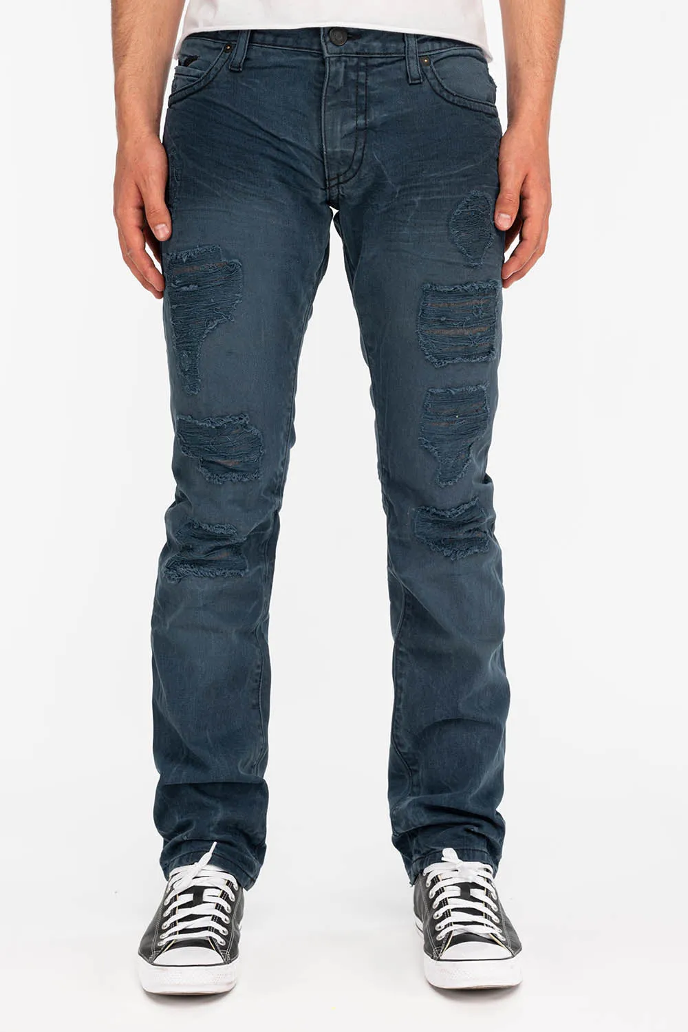 ROBIN'S MENS SLIM LONG FLAP JEANS WITH CRYSTALS IN 4D DARK BROKEN BACKING sold by Robin's Jean product image thumbnail 4