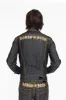 MENS DENIM JACKET IN RAW DENIM WITH HEAVY ORANGE STITCHING AND EMBROIDERED O.E. SCRIPT sold by Robin's Jean
