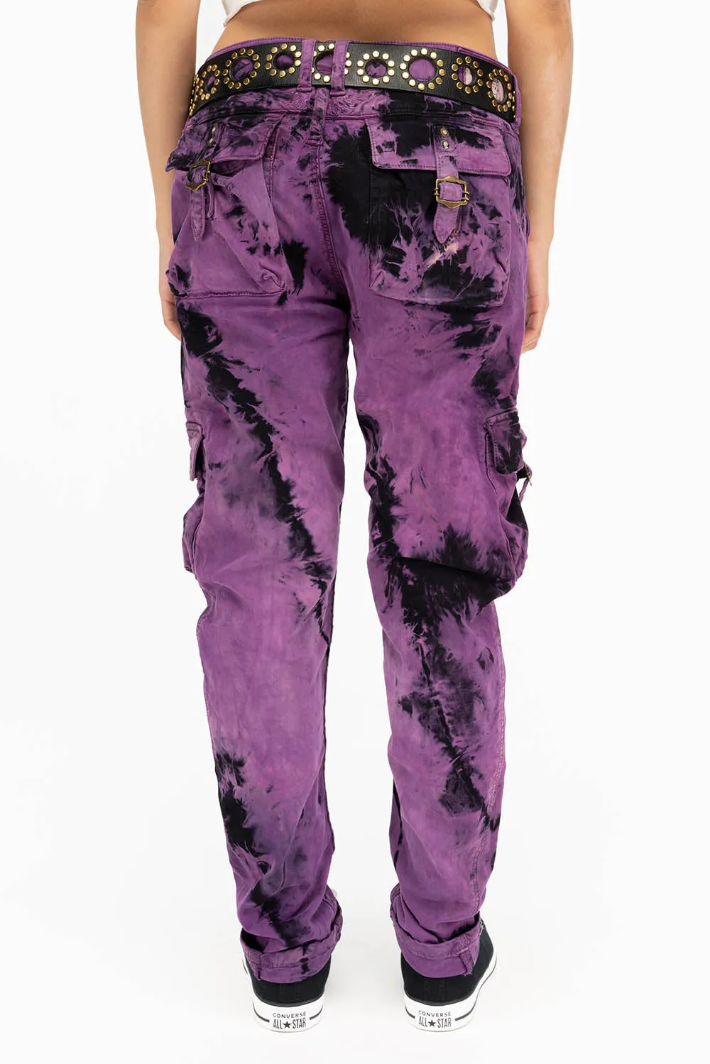 MILITARY STYLE WOMENS CARGO PANTS IN TIE DYE PURPLE sold by Robin's Jean product image thumbnail 3