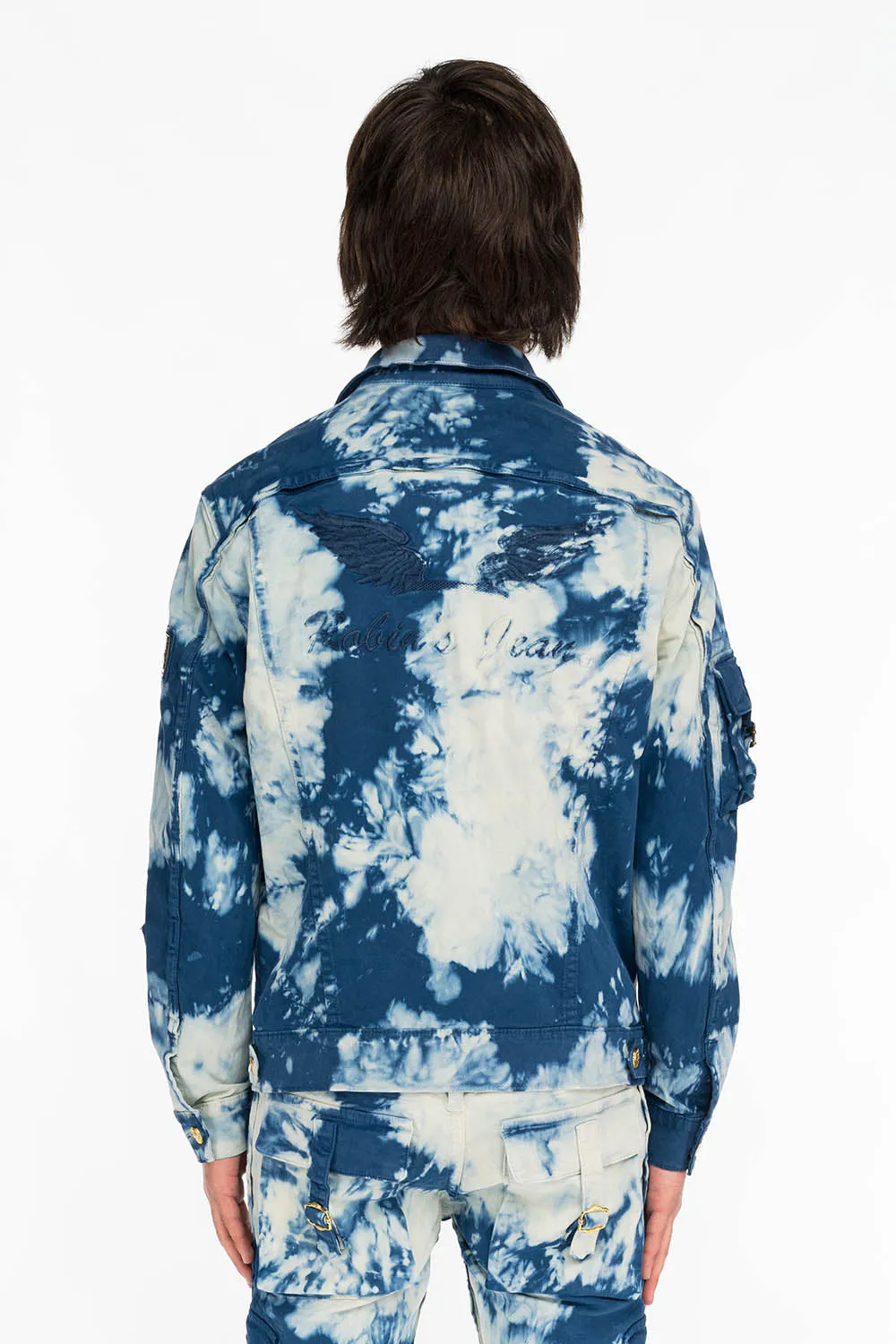 RAPTOR MILITARY STYLE MEN'S JACKET IN TIE DYE BLUE AND WHITE sold by Robin's Jean product image thumbnail 2