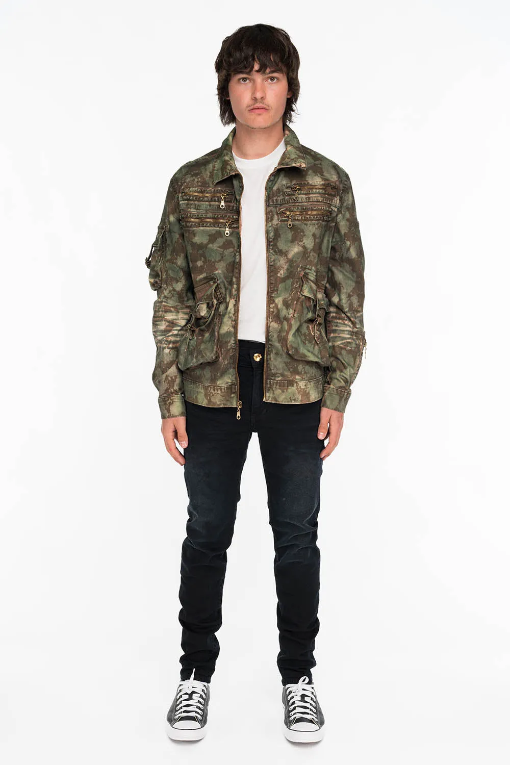 KILLER FLAP MENS SKINNY JEANS IN BLACK WITH GOLD O.E. LOGO sold by Robin's Jean product image thumbnail 4