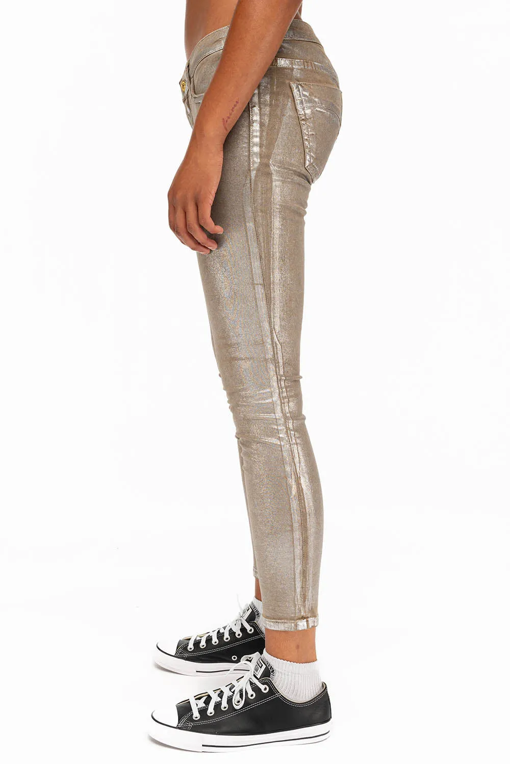 MARILYN WOMENS SKINNY JEANS IN KHAKI SILVER FOIL WASH WITH TONAL WINGS sold by Robin's Jean product image thumbnail 2