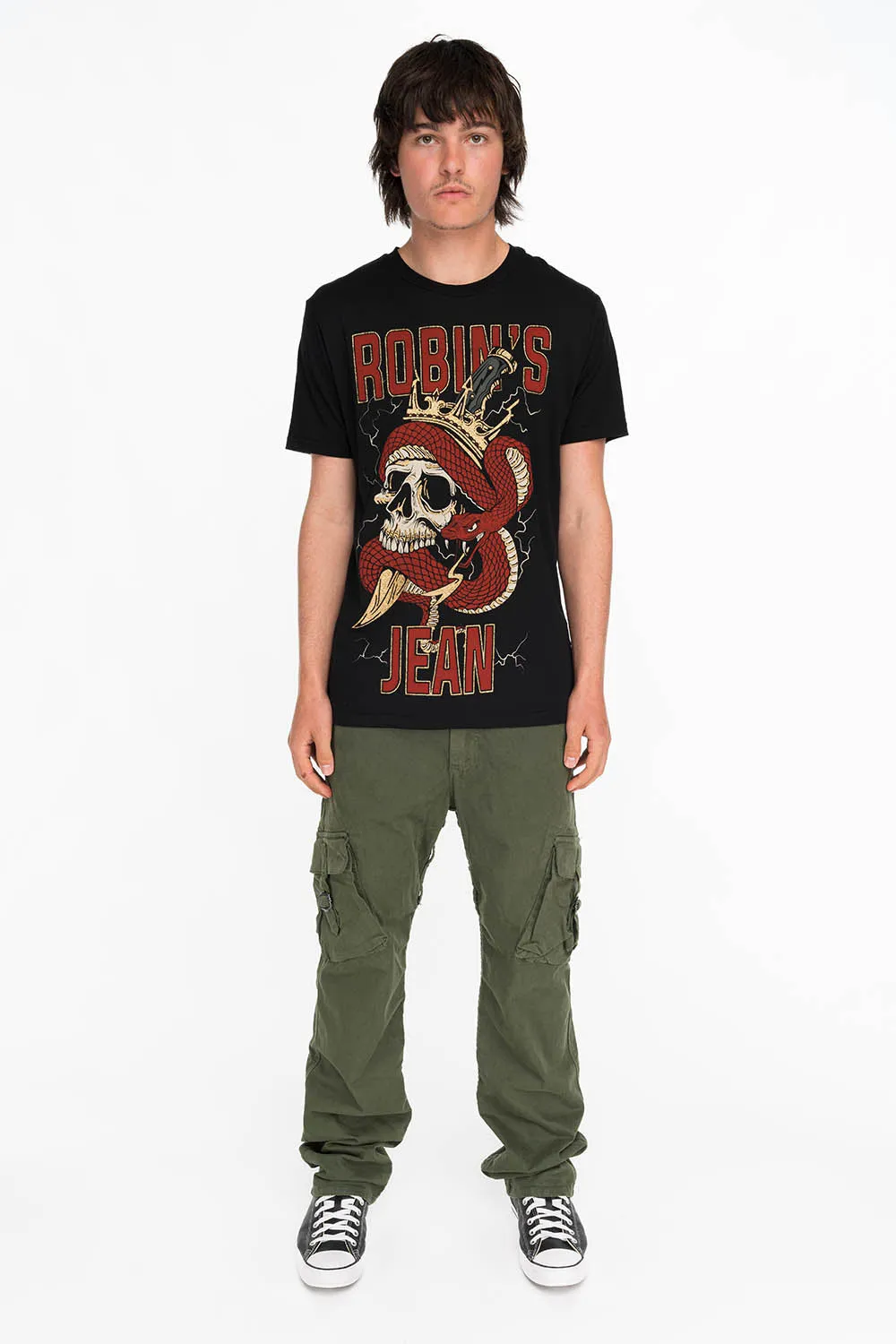 ROBINS SNAKE SCULL GOLD GLITTER TEE IN BLACK sold by Robin's Jean product image thumbnail 4