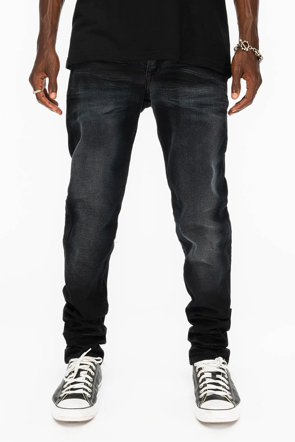KILLER FLAP SKINNY MENS JEANS IN F_UP BLACK WITH FULL GOLD CRYSTALS sold by Robin's Jean product image thumbnail 2