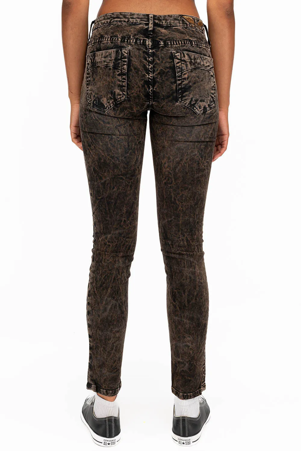 JANE MID RISE WOMENS SKINNY JEANS IN BROWN THUNDER WITH GOLD WINGS sold by Robin's Jean product image thumbnail 3
