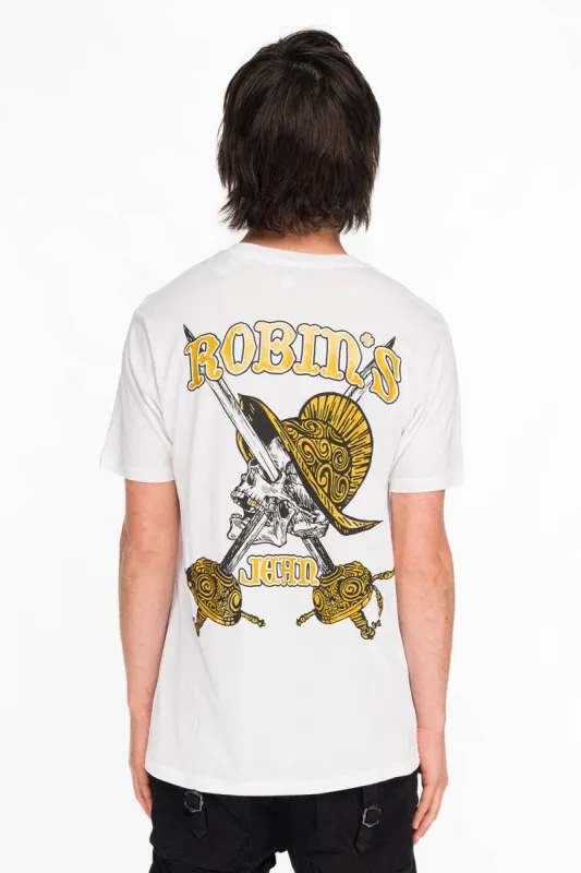 DOUBLE CROSSED PIRATE TEE IN WHITE sold by Robin's Jean