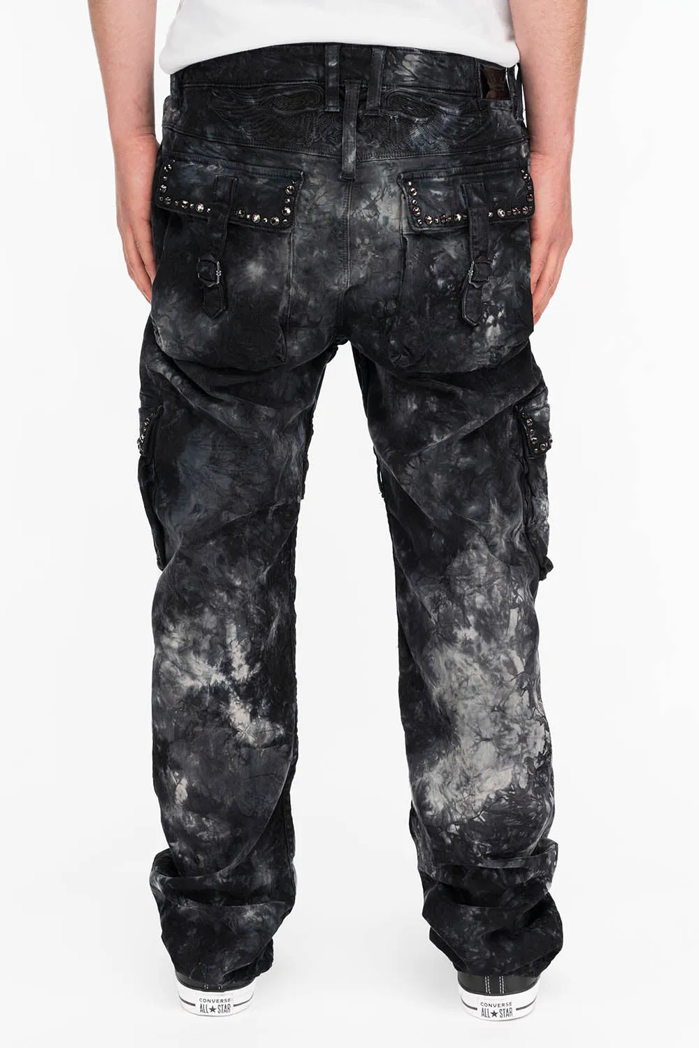 ROBINS NEW MILITARY STYLE CARGO PANTS IN ASTROBLACK WASH WITH STUDS AND CRYSTALS sold by Robin's Jean product image thumbnail 3