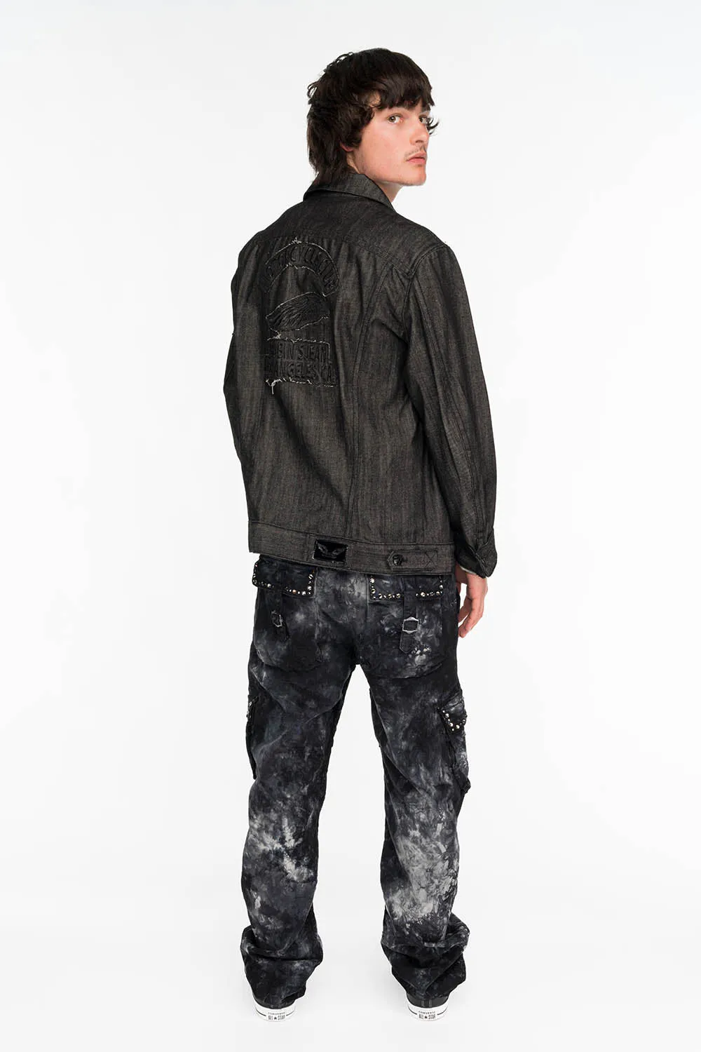 ROBINS NEW MILITARY STYLE CARGO PANTS IN ASTROBLACK WASH WITH STUDS AND CRYSTALS sold by Robin's Jean product image thumbnail 5