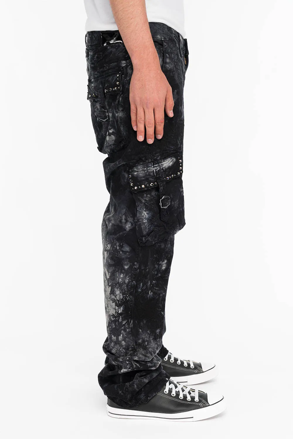ROBINS NEW MILITARY STYLE CARGO PANTS IN ASTROBLACK WASH WITH STUDS AND CRYSTALS sold by Robin's Jean product image thumbnail 2