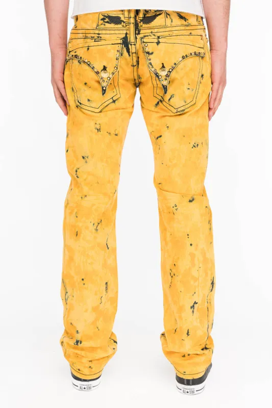CLASSIC LONG FLAP IN ASTRO YELLOW WITH MIXED CRYSTALS sold by Robin's Jean