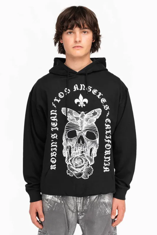 FLEUR-DE-LIS SKULL HOODIE IN BLACK sold by Robin's Jean