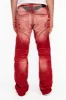 HEAVY STITCH JEANS IN F-UP RED WITH WHITE CONTRAST sold by Robin's Jean