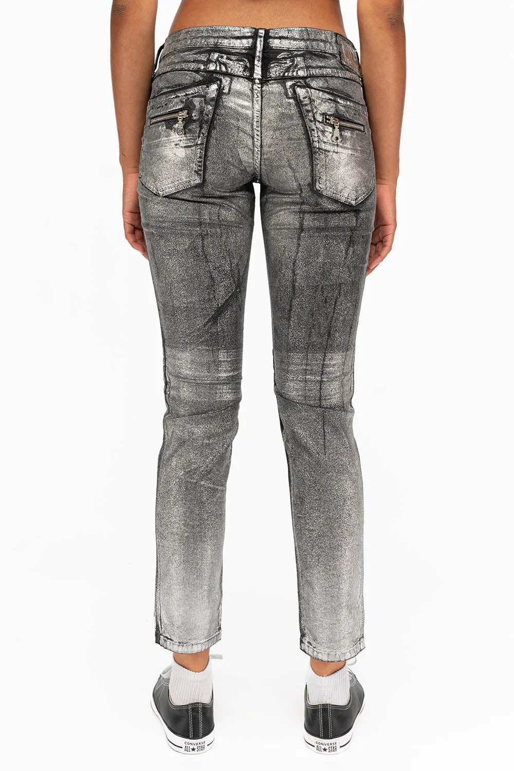 ROBIN'S BIKER WOMENS JEANS IN DECAL SILVER sold by Robin's Jean product image thumbnail 3