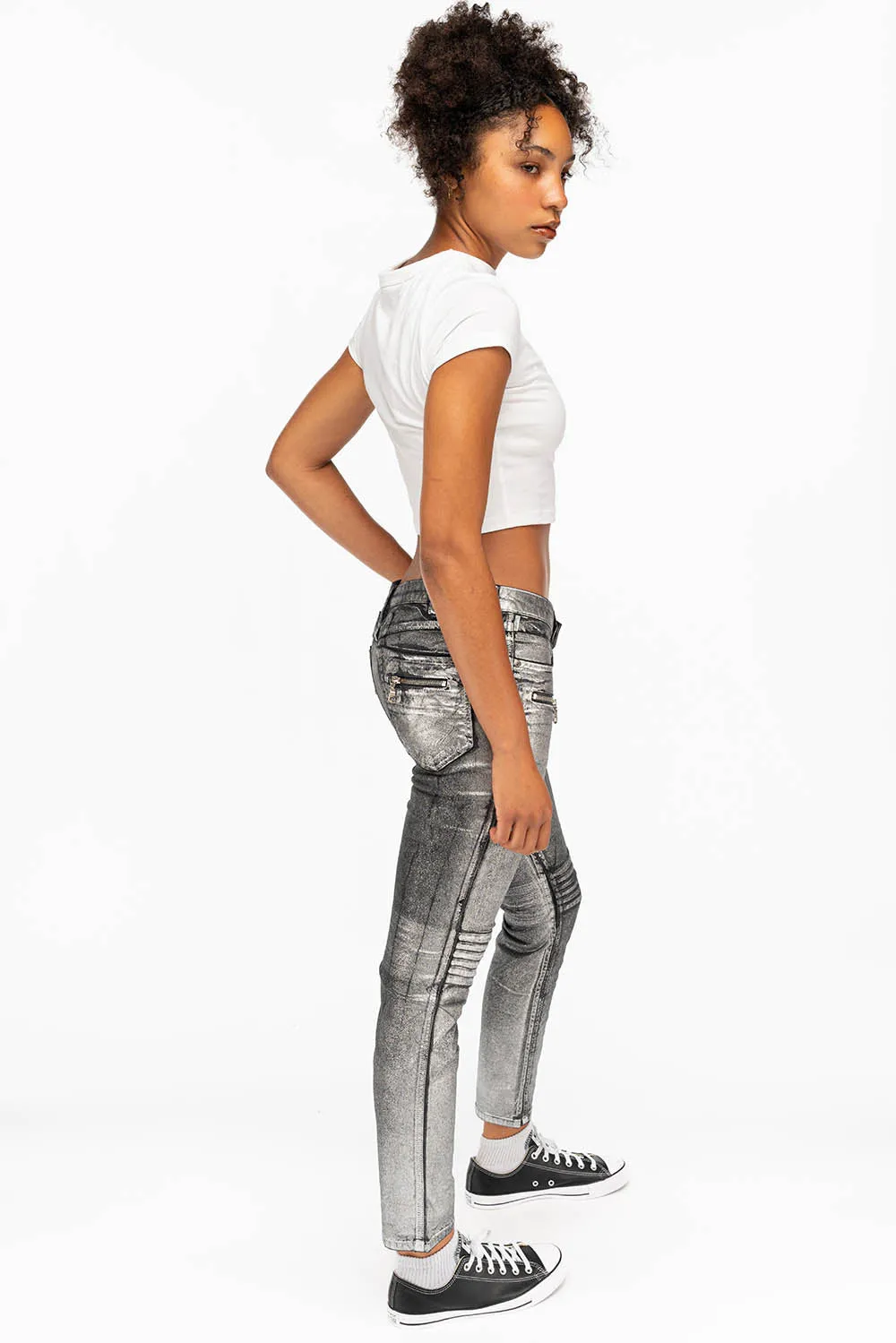 ROBIN'S BIKER WOMENS JEANS IN DECAL SILVER sold by Robin's Jean product image thumbnail 4