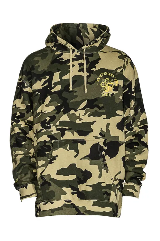 ORNATE HOODIE IN CAMO GREEN sold by Robin's Jean