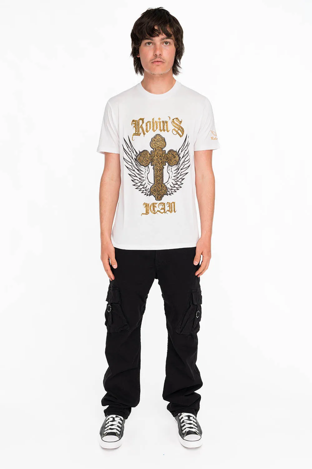 CRYSTAL CROSS TEE IN WHITE sold by Robin's Jean product image thumbnail 3