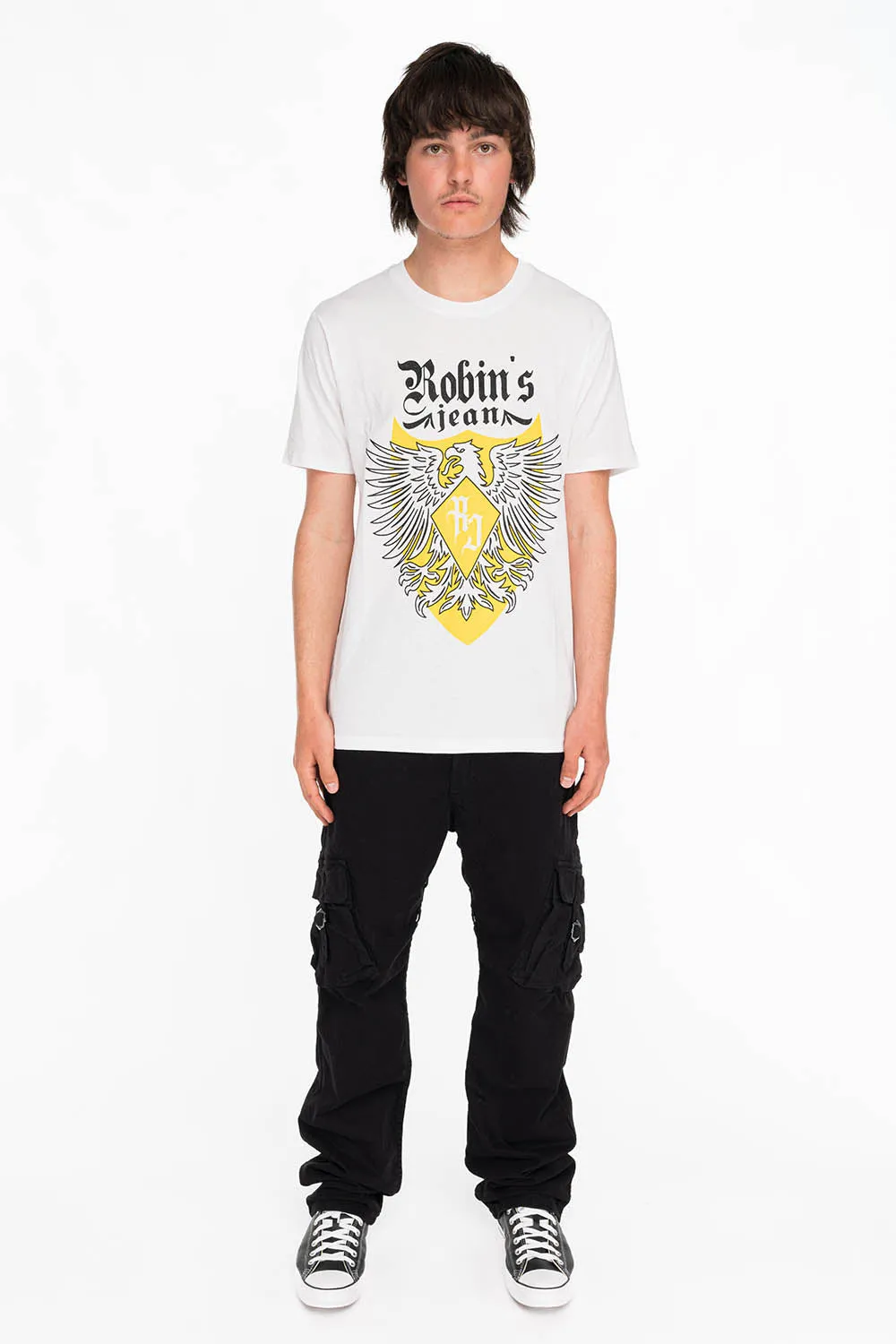 EAGLE CREST TEE IN WHITE AND YELLOW sold by Robin's Jean product image thumbnail 3