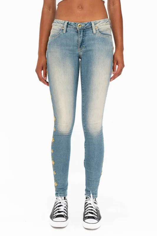WOMENS SKINNY JEANS IN MAORIE LIGHT WITH CRYSTALS sold by Robin's Jean