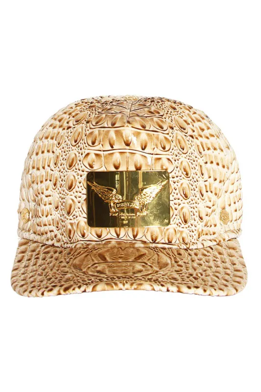 ROBIN'S GOLD TAG CAP IN BEIGE CROC made by Robin's Jean