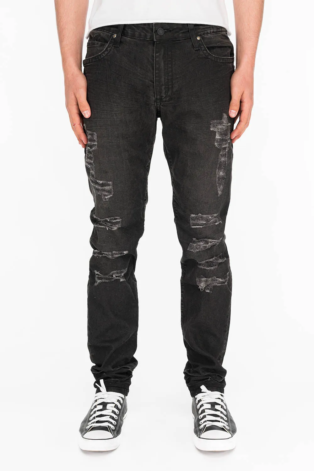 STARS AND STRIPES SKINNY DESTROY DENIM BLACK JEANS sold by Robin's Jean product image thumbnail 2