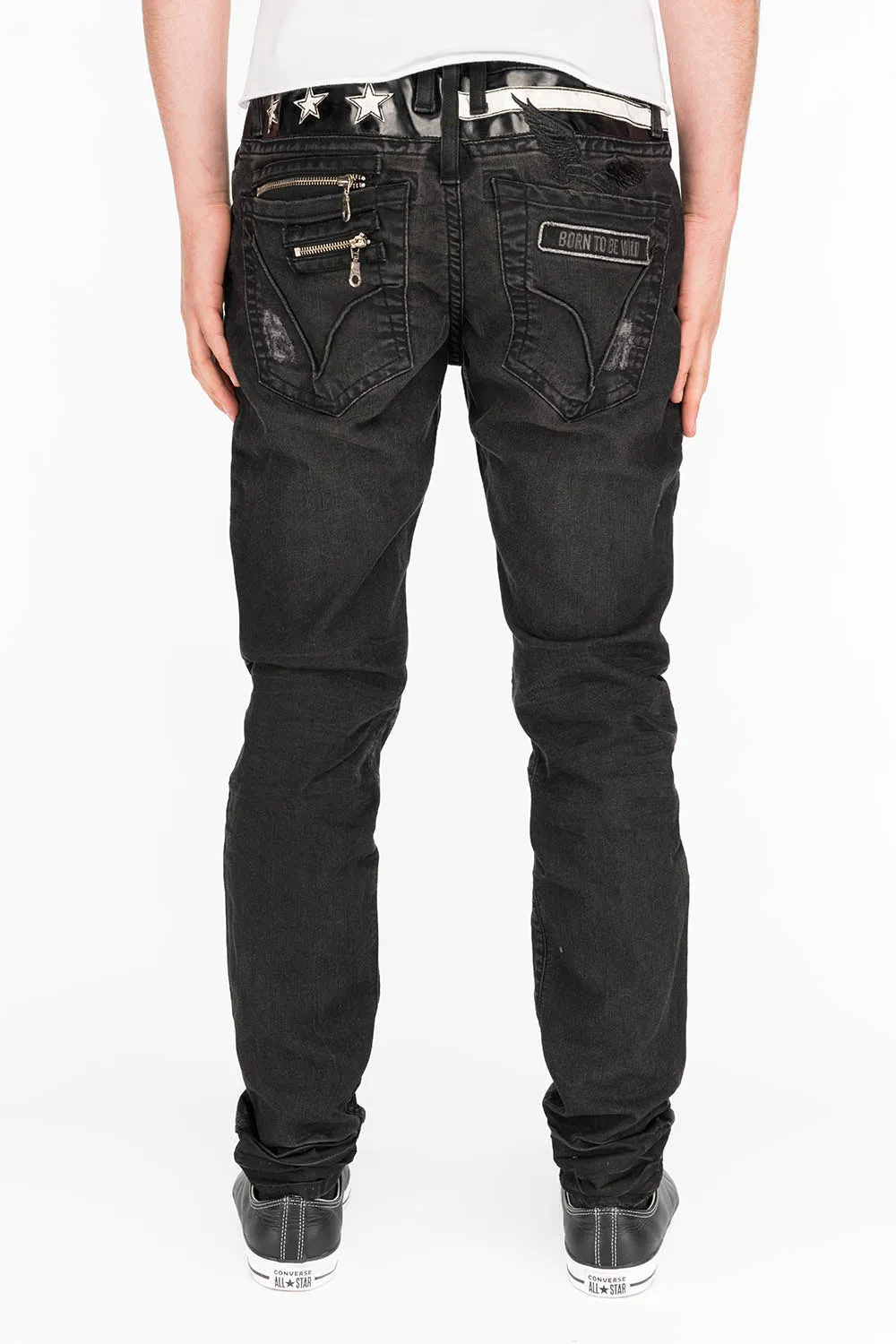 STARS AND STRIPES SKINNY DESTROY DENIM BLACK JEANS sold by Robin's Jean