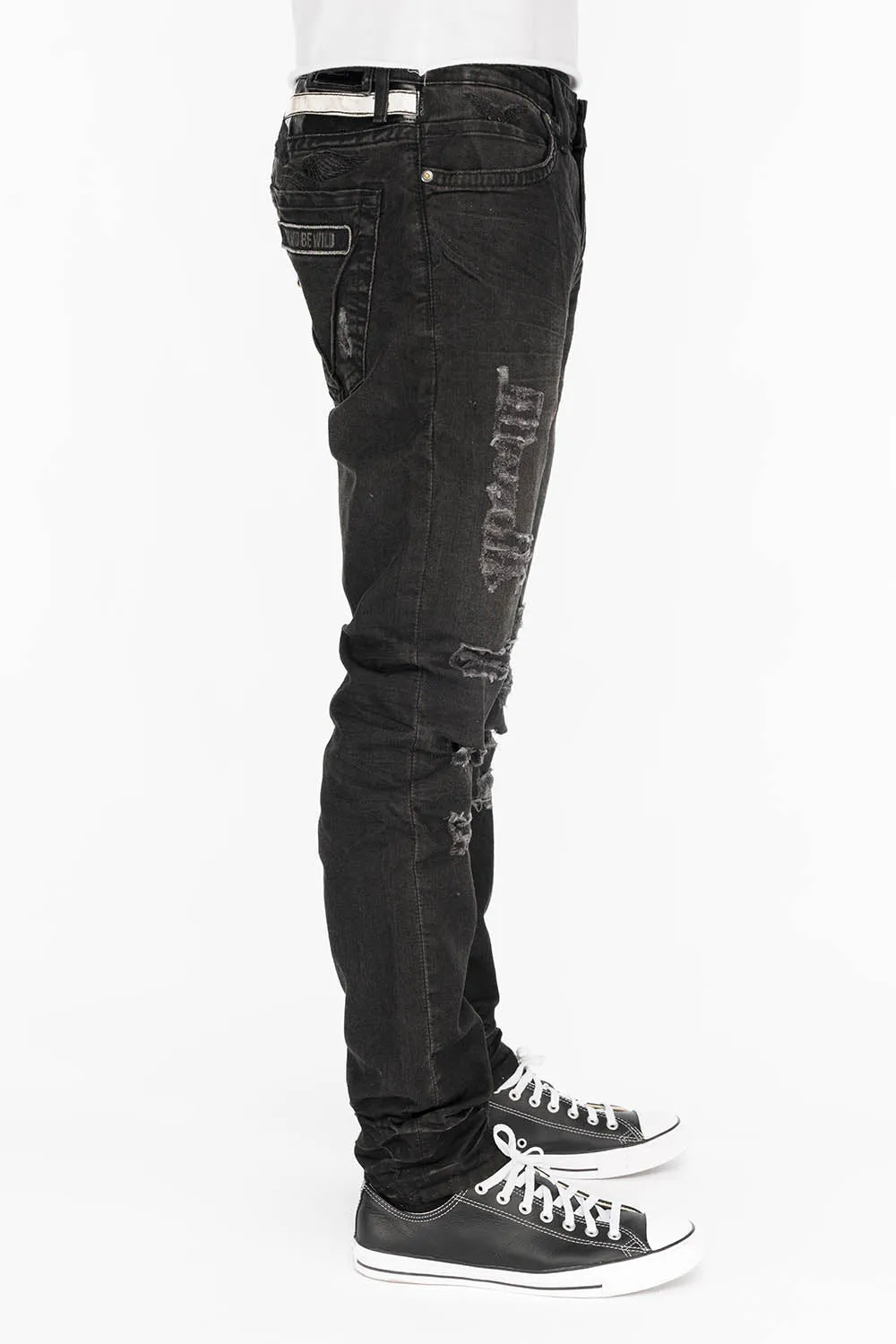 STARS AND STRIPES SKINNY DESTROY DENIM BLACK JEANS sold by Robin's Jean product image thumbnail 3
