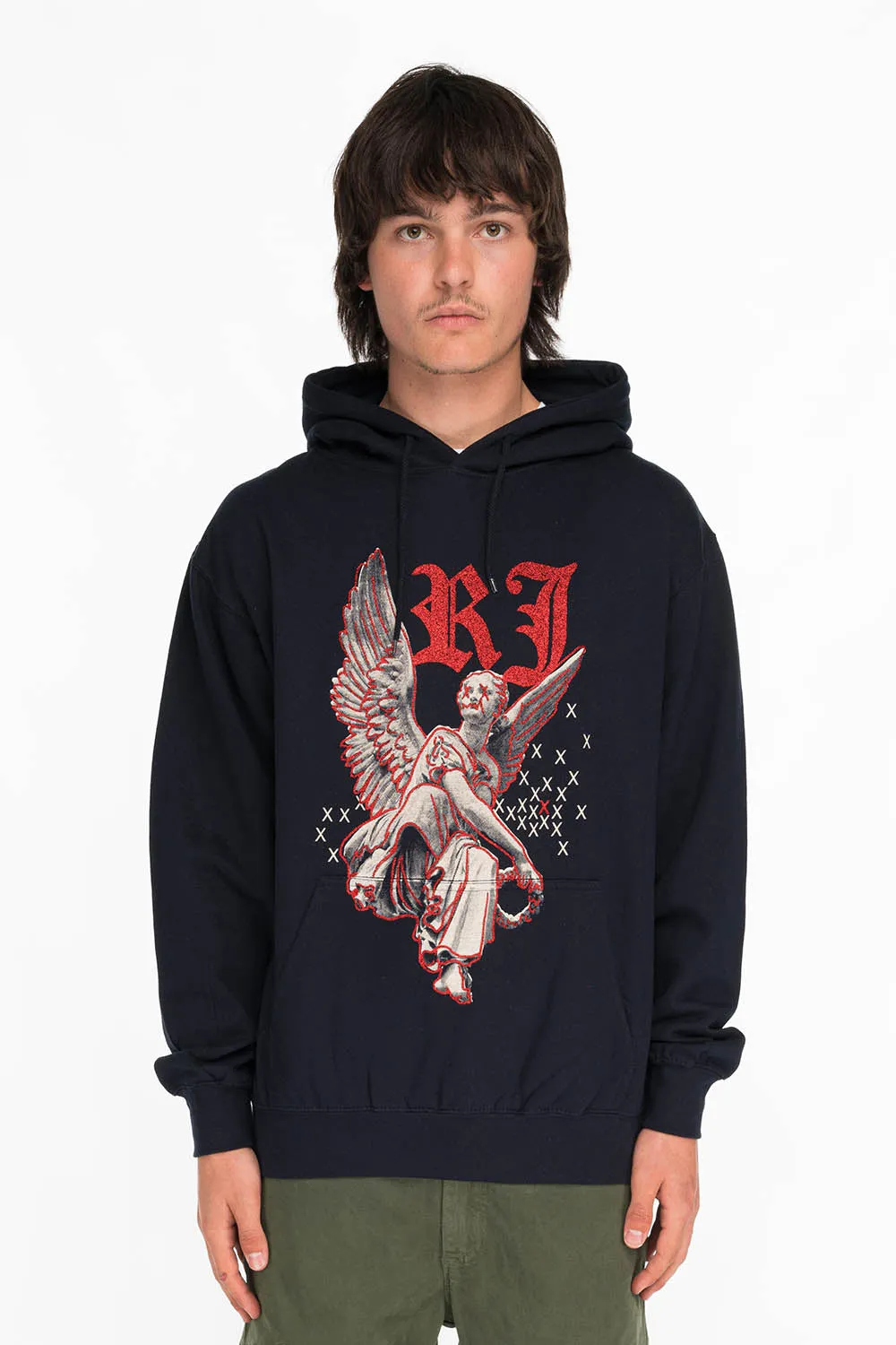 NEON ANGEL MENS PULLOVER HOODIE IN NAVY sold by Robin's Jean