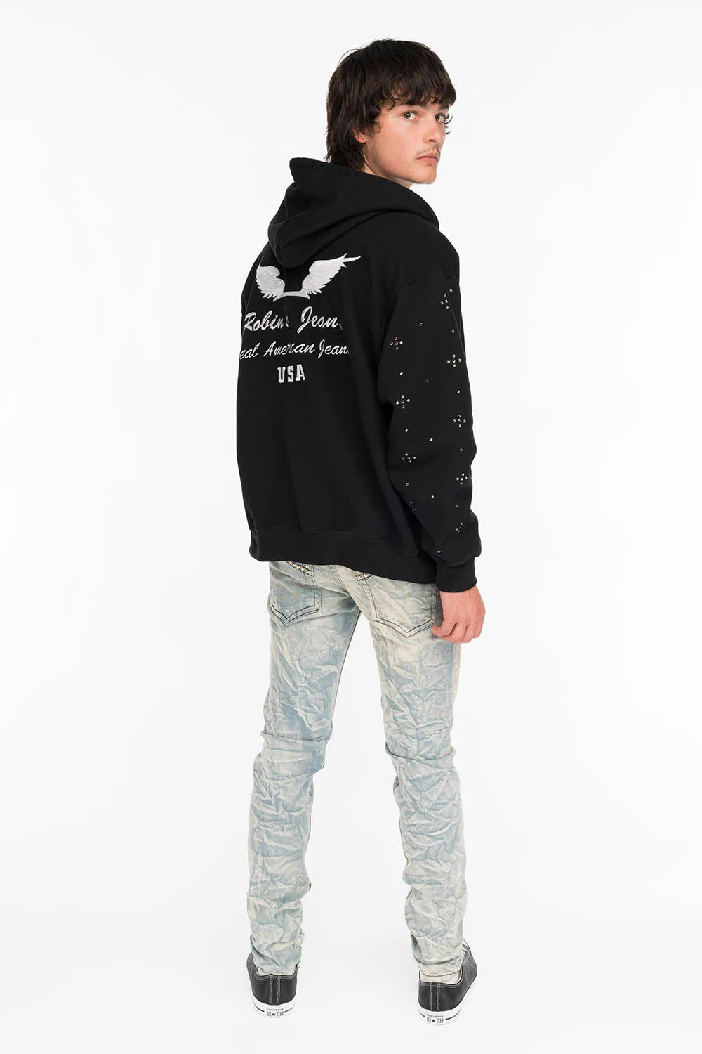 ROYAL CROWN SKINNY MENS JEANS IN VINTAGE BLUE WITH NAILHEAD sold by Robin's Jean product image thumbnail 3